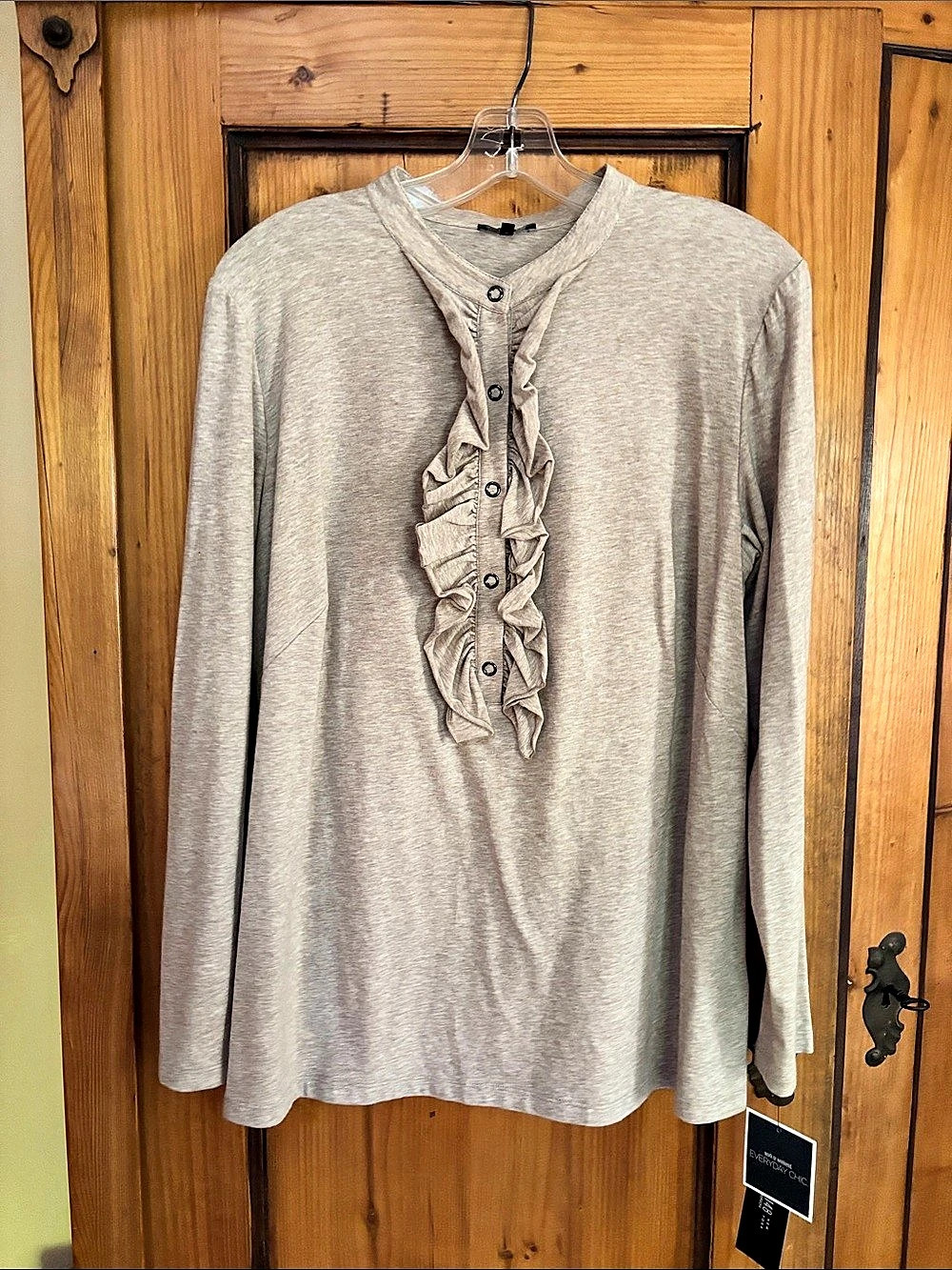 Lafayette 148 New York Ruffle Front Long Sleeve Top